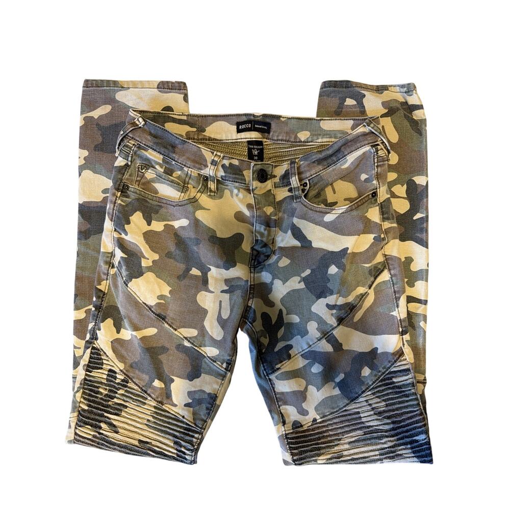 True Religion Rocco Jeans Men’s 30 Camo Moto Skinny Skater Streetwear Y2K Gift